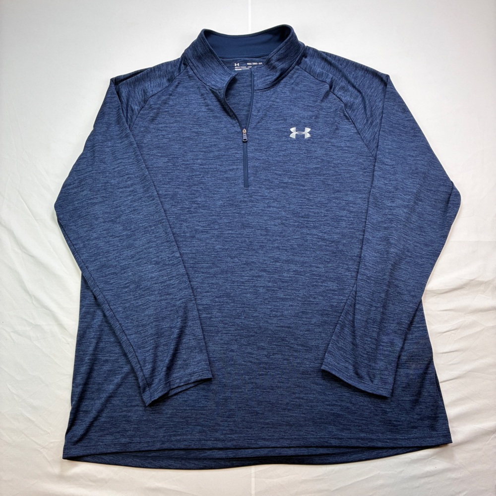 Under Armour Heatgear Men's Heathered Navy Long Sleeve Shirt 1/4 Zip